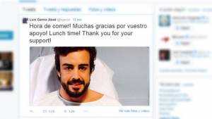 Fernando Alonso subió foto a Twitter para mostrar recuperación tras accidente