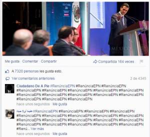 #RenunciaEPN, #FueraEPN inundan el perfil de Facebook de Peña