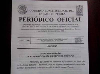 Periódico Oficial del Estado de Puebla ya se publica en internet