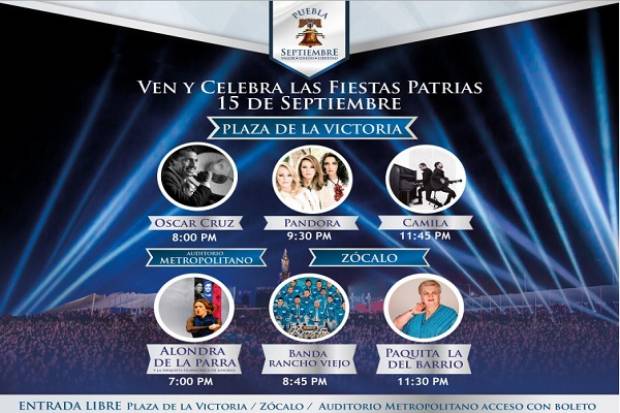 Camila, Pandora, Paquita La del Barrio y Alondra de la Parra, en las Fiestas Patrias Puebla 2015
