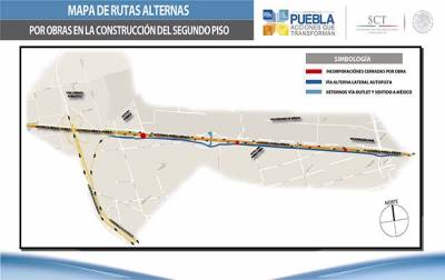 Vías alternas por cierre de incorporaciones de autopista México-Puebla