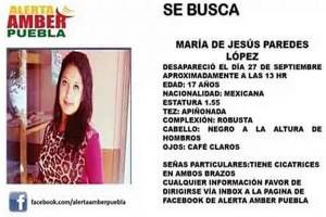 Activan Alerta Amber para localizar a joven desaparecida en Puebla