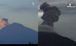 Popocatépetl y Volcán de Fuego exhalan al mismo tiempo