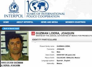 Interpol busca a El Chapo en 199 países del mundo
