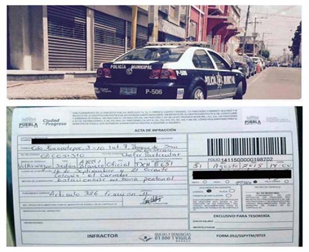 SSPTM de Puebla infracciona a… ¡una de sus patrullas!