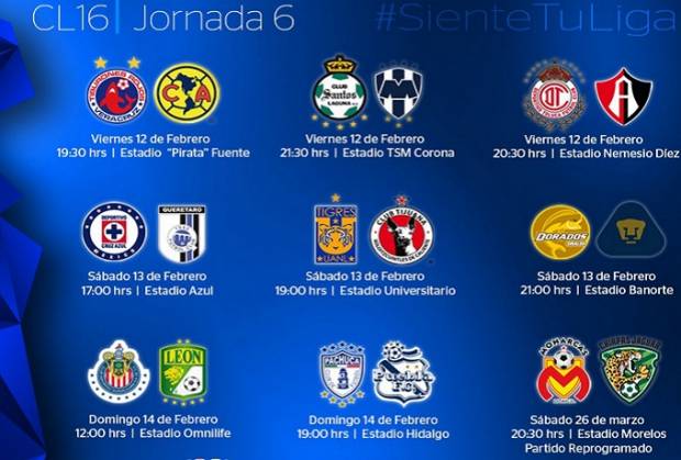 Liga MX: Consulta partidos y horarios de la Jornada 6