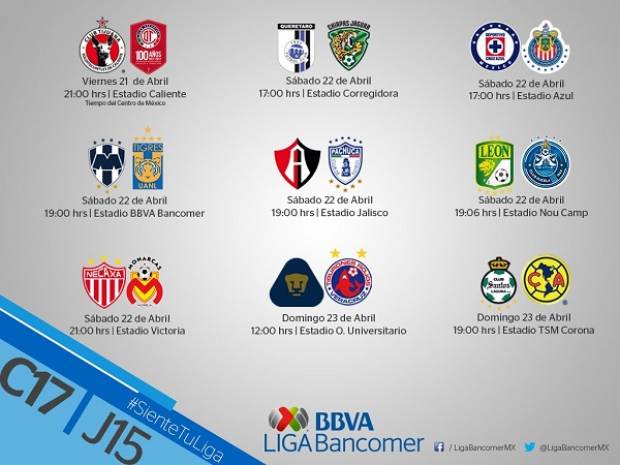 Liga MX: Conoce el resto de la jornada 15