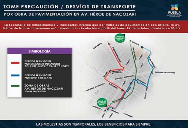 Vías alternas para transporte público por cierre de la avenida Héroe de Nacozari
