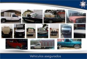 Decomisan más de 3 mil litros de combustible y camionetas robadas en Puebla