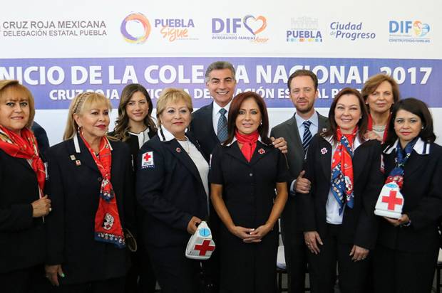 Dinorah López y Tony Gali inician Colecta de la Cruz Roja en Puebla