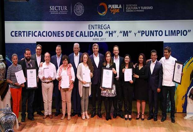 Reciben certificados de calidad 899 empresas turísticas de Puebla
