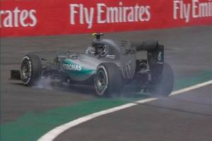 Fórmula Uno en México: Prenden fuego neumáticos del bólido de Nico Rosberg