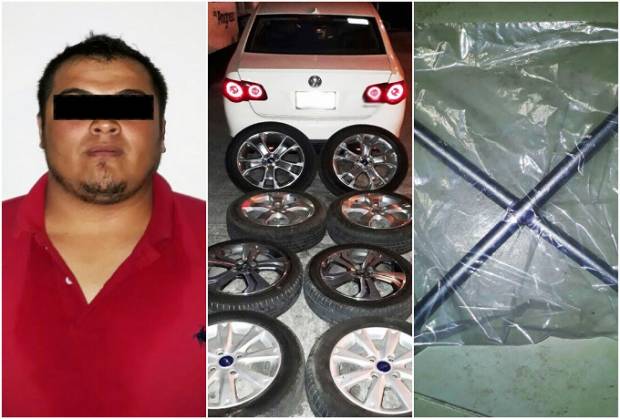 Cayó ladrón de autopartes en Prados Agua Azul; llevaba 8 neumáticos