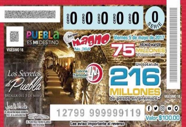 &quot;Los Secretos de Puebla&quot; llegan al billete de la Lotería Nacional del 5 de mayo