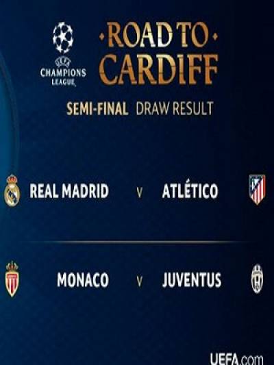 Champions League: Real Madrid-Atleti y Mónaco-Juventus, las semifinales