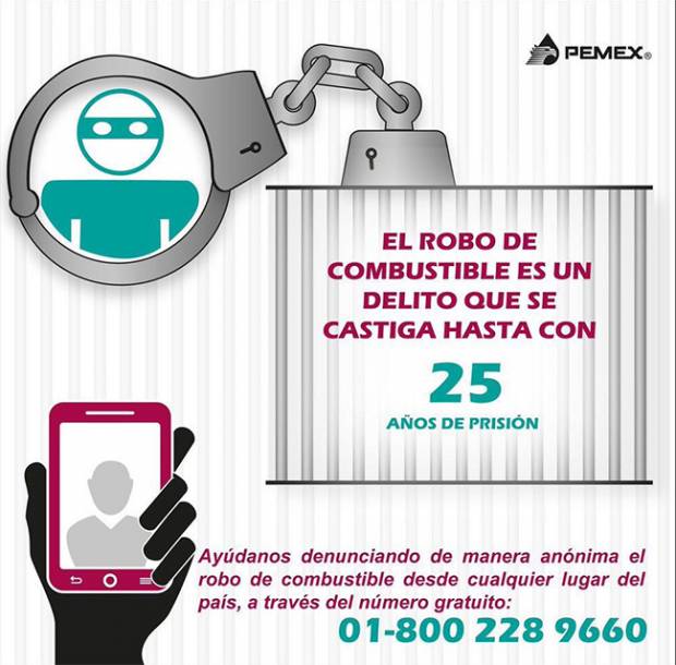 Pemex abre número gratuito para denuncias por robo de combustible