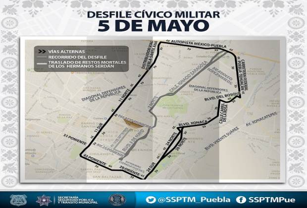 Conoce el dispositivo vial en Puebla para el desfile del 5 de Mayo