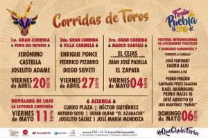 Feria de Puebla 2018: Tres corridas y una novillada, el programa taurino en El Relicario