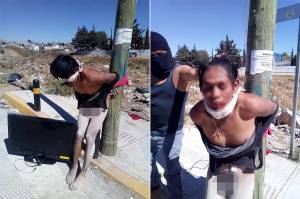Desnudan, golpean y amarran a dos presuntos ladrones en Puebla capital
