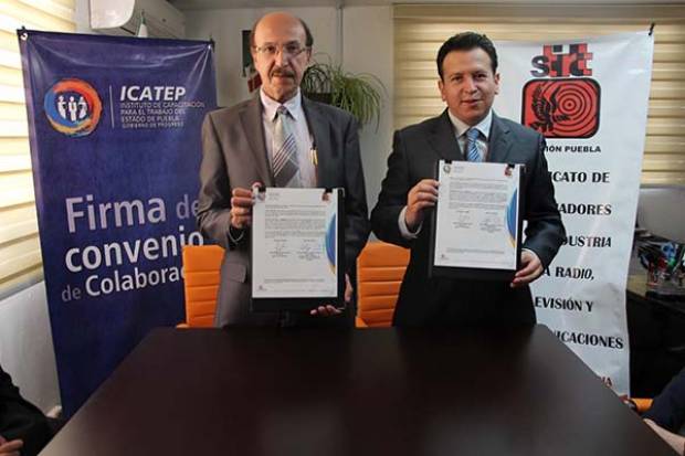 Sindicato de Radio y TV de Puebla y el ICADEP firman convenio de colaboración