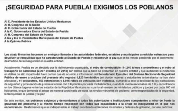 IP y universidades claman por seguridad en el estado de Puebla