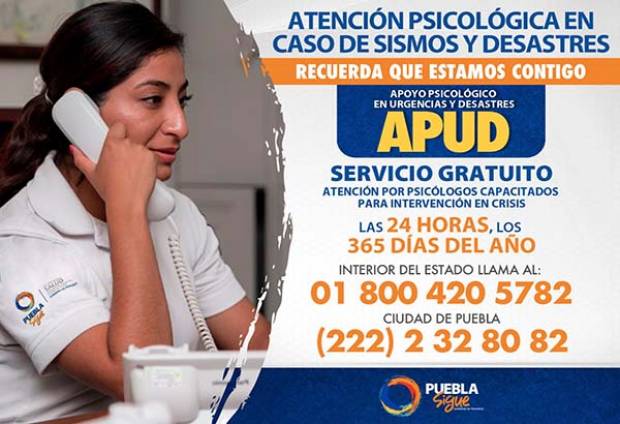 Gobierno de Puebla abre línea telefónica para atender crisis psicológicas por sismos o desastres