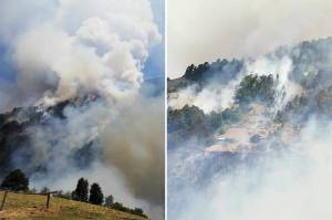 FOTOS: Combaten incendio en el cerro Zotolo de Tetela de Ocampo