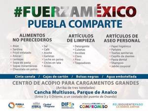 Centros de acopio en Puebla requieren de productos no perecederos