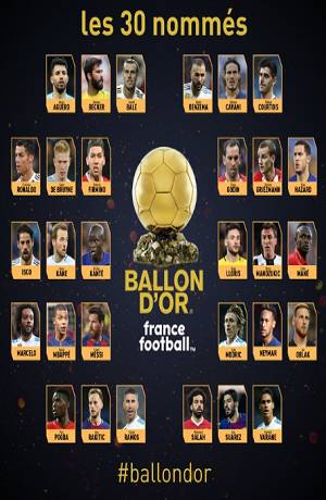 Balón de Oro: Presentan a los 30 futbolistas nominados