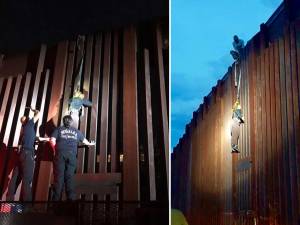 Polleros dejan colgada a mexicana en muro fronterizo con EU