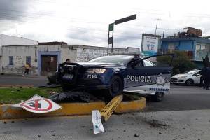 Otra patrulla de Policía Estatal colisionó en Diagonal Defensores de la República
