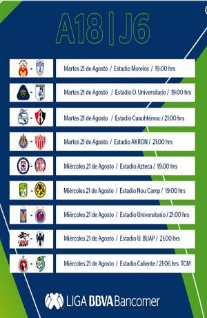 Liga MX: Checa el resto de partidos de la J6 del Apertura 2018