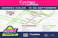 Aquí los cierres viales en el centro de Puebla con motivo de las fiestas patrias