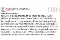 Con aumento salarial de 9.4%, se conjuró huelga en la planta Audi Puebla