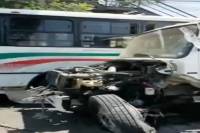 VIDEO: Tres heridos deja choque de una pipa con camión de transporte público en Chachapa