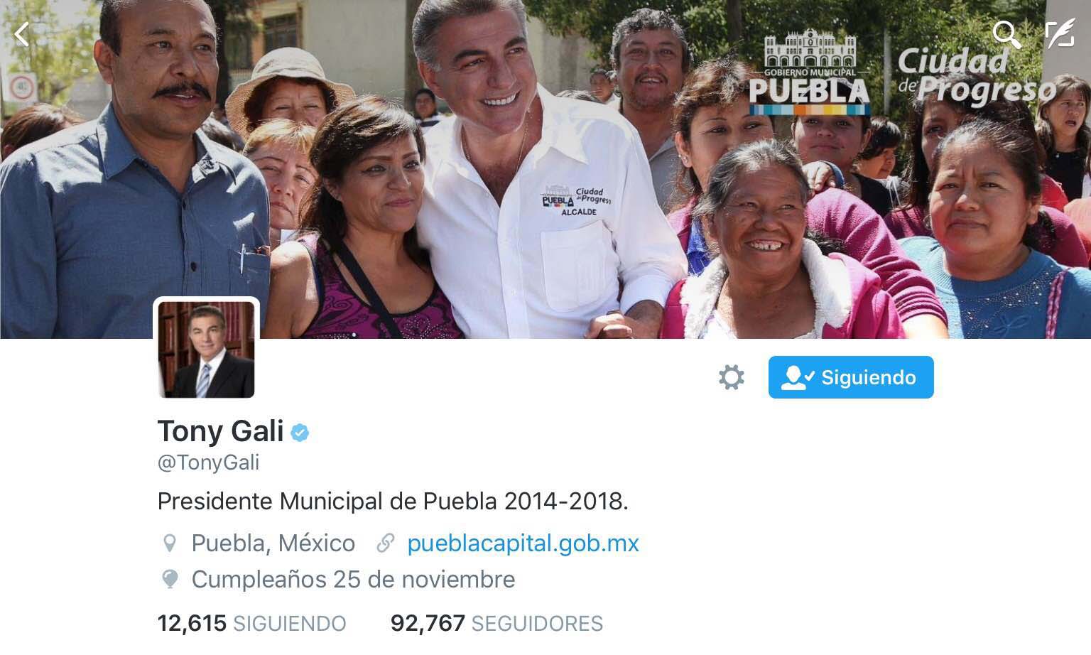 TONY GALI, LÍDER EN TWITTER