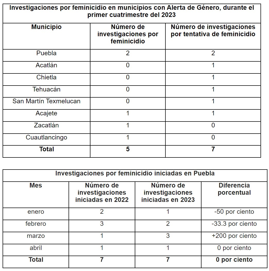 Puebla reporta un feminicidio cada 17 días