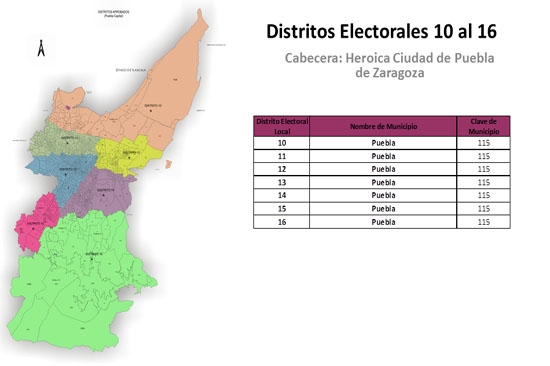 Así están formados los 7 distritos electorales del municipio de Puebla