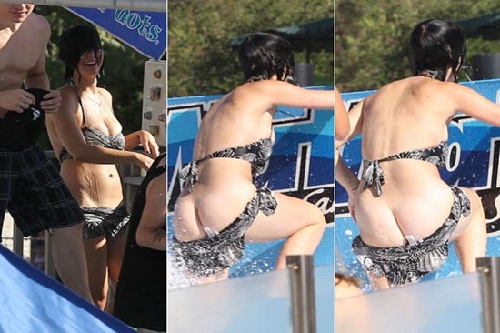 Katy Perry enseñó de más al perder bikini en el agua