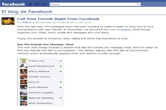Facebook ofrecerá servicio de videochat