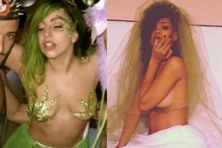 Rihanna y Lady Gaga se disfrazan de marihuana
