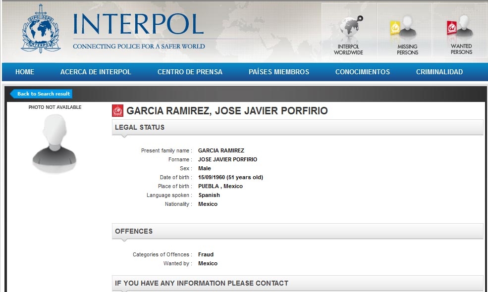 Interpol ya busca a Javier García Ramírez