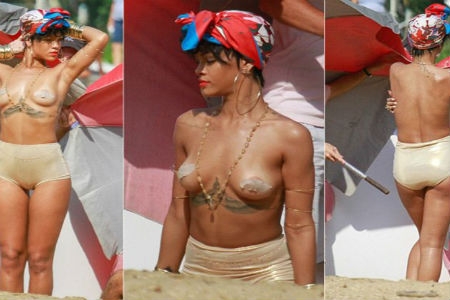 Rihanna en topless enciende playas brasileñas