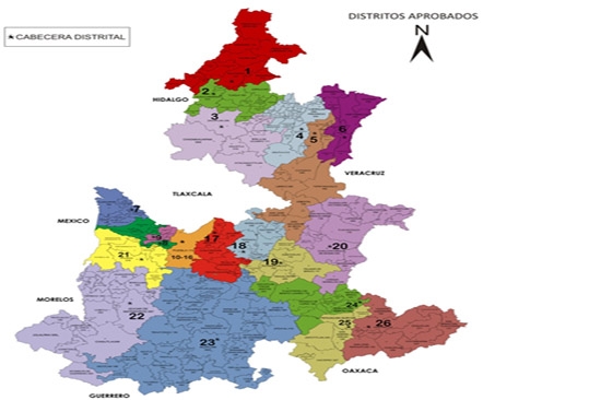 Estos son los municipios que forman los 26 nuevos distritos electorales de Puebla