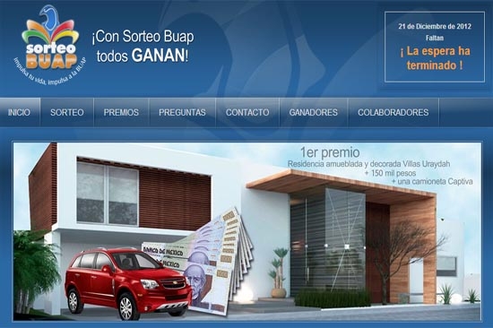 Sorteo BUAP 2012: lista de ganadores