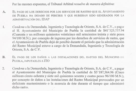 Alcalá gana juicio mercantil del rastro a ITO por 49 millones de pesos