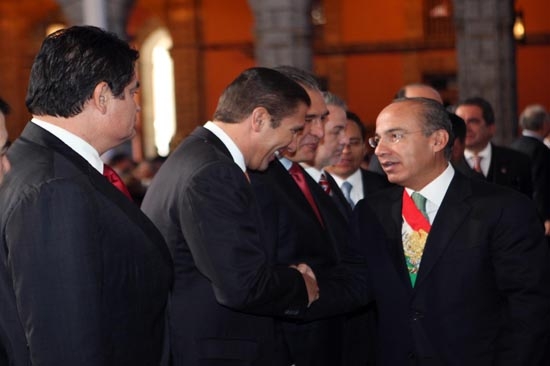 Moreno Valle con Calderón en Palacio Nacional