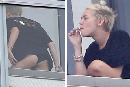 Miley Cyrus aparece semidesnuda y fumando marihuana