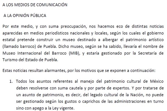 Investigadores del INAH y BUAP se oponen al Museo Internacional del Barroco
