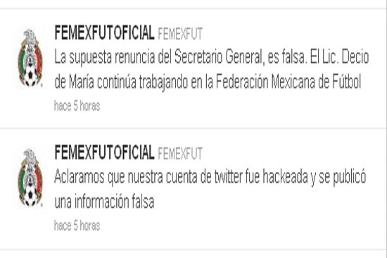 Femexfut denuncia hackeo a su cuenta de Twitter